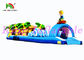 18m Long Single Lane Inflatable Slip N Slide With Air Pump Blue / Yellow OEM