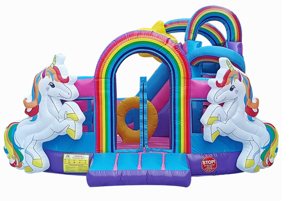 13ftx13ftx11.5ft Rainbow Unicorn Bouncy Castles Bounce House