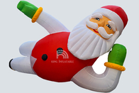 آدم برفی بادی کریسمس 3.6 متر x 2.0 متر تزیینات فضای باز بابا نوئل خوابیده روی زمین