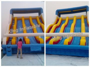 Blue 2 Lanes 2 Clinbs Water Slide برای ورزش آب PVC 8 ​​* 7m