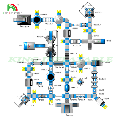 پارک تجاری بادکنکی اسلاید با قاب استخر بادکنکی پارک آبی زمینی برای پارک ماجراجویی