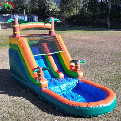 21x9x12FT درجه تجاری PVC خانه پرتاب آب بادکنک اسلاید گرمسیری با اسپلش