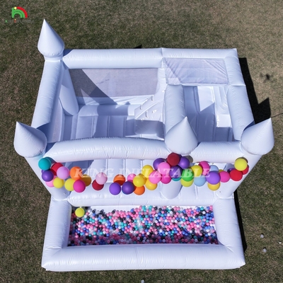 13x13x10ft تجاری سفید پرتاب خانه پرتاب بزرگ پرتاب قلعه بادکنک برای بچه ها بزرگسالان با اسلاید و توپ گودال