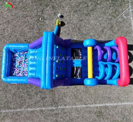 در فضای باز تجاری بادکنک کمبو Bounce House Kids Party قلعه پرتابی با گلوله اسلایدی Pit Climbing Obstacle Blower