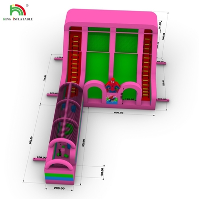 کلاس تجاری PVC مرد عنکبوتی لغزنده آب بازتاب خانه کامبو مانع دوره لغزنده آب لغزنده