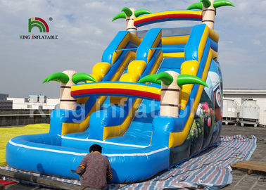 8 * 4M رنگین کمان طلایی درختان کودکان اسلاید آب با چاپ کارتون برای اجاره / بادی Slide مایع