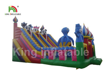0.55mm PVC Plato Tarpaulin Blue پارک تفریحی تورم / کودکان و نوجوانان زمین بازی در فضای باز