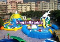 9 * 8 میلی متری رنگارنگ کوسه آب بادی با استخر پارک آبی تجاری برای کودکان و نوجوانان