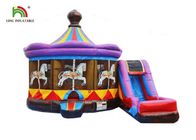 8x6m چرخ فلک بنفش Inflatable Fun Commercial Bounce Houses با اسلاید برای کودکان و نوجوانان