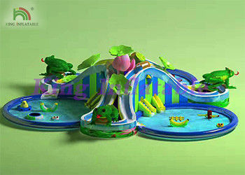 پارک آب بادی Inflatable Inflatable PVC با اسلاید و استخر برای تجاری