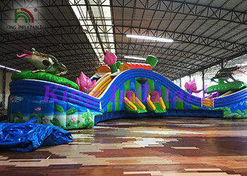 پارک آب بادی Inflatable Inflatable PVC با اسلاید و استخر برای تجاری