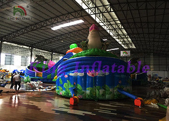 پارک آب بادی Inflatable Inflatable PVC با اسلاید و استخر برای تجاری