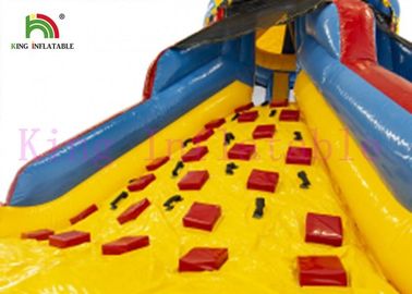 رنگ پریده رنگین کمان PVC چرخ فلک برج سیلندر برجسته اسلاید با دیوار صعود برای کودکان و نوجوانان