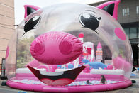 زمین بازی بادی تجاری خوک صورتی با روکش چادر حباب